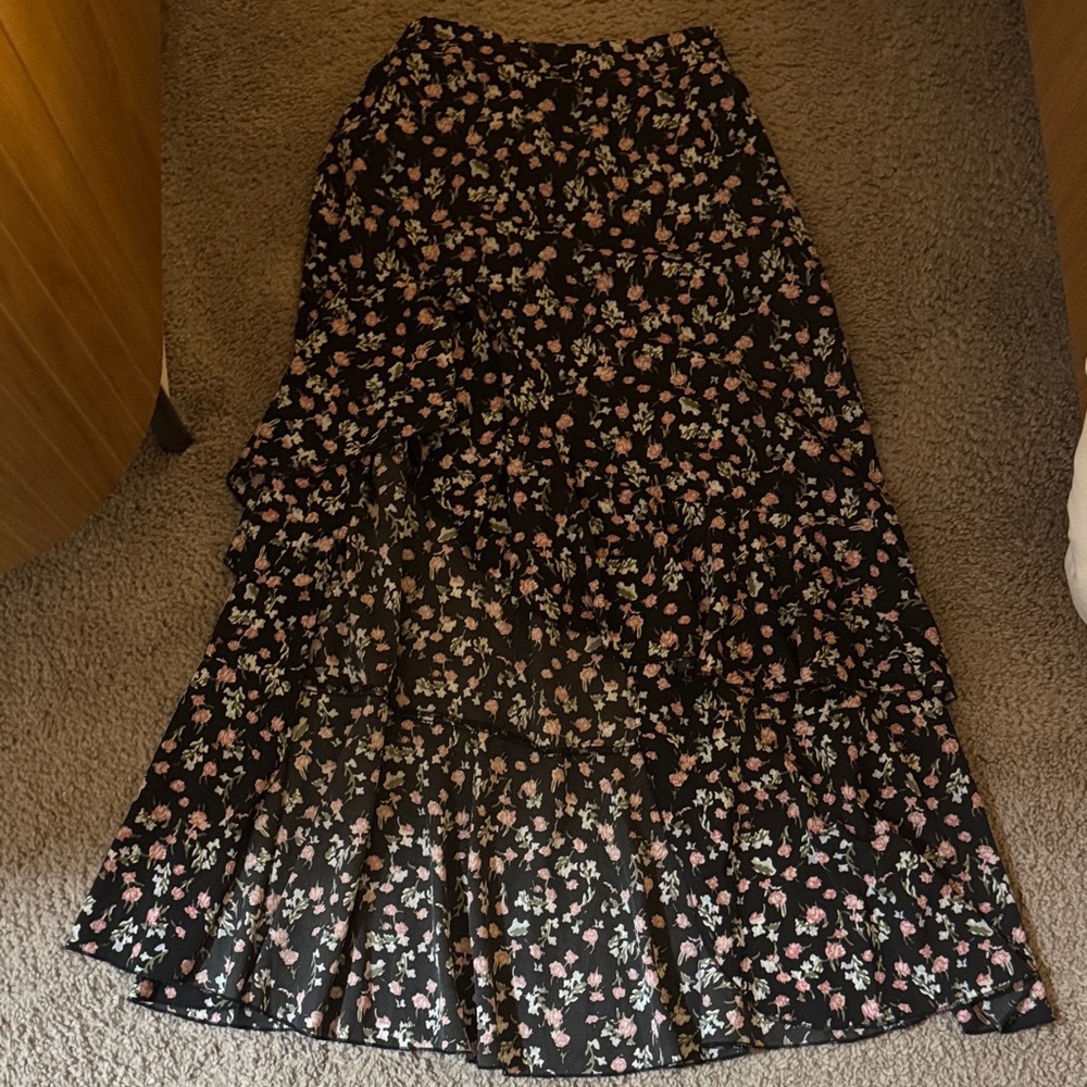 Floral Black Maxi Skirt